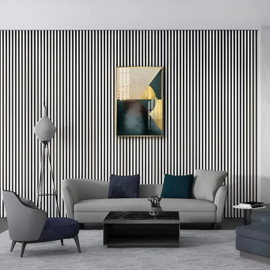 Akusztikus falpanel FEHÉR a nappaliban