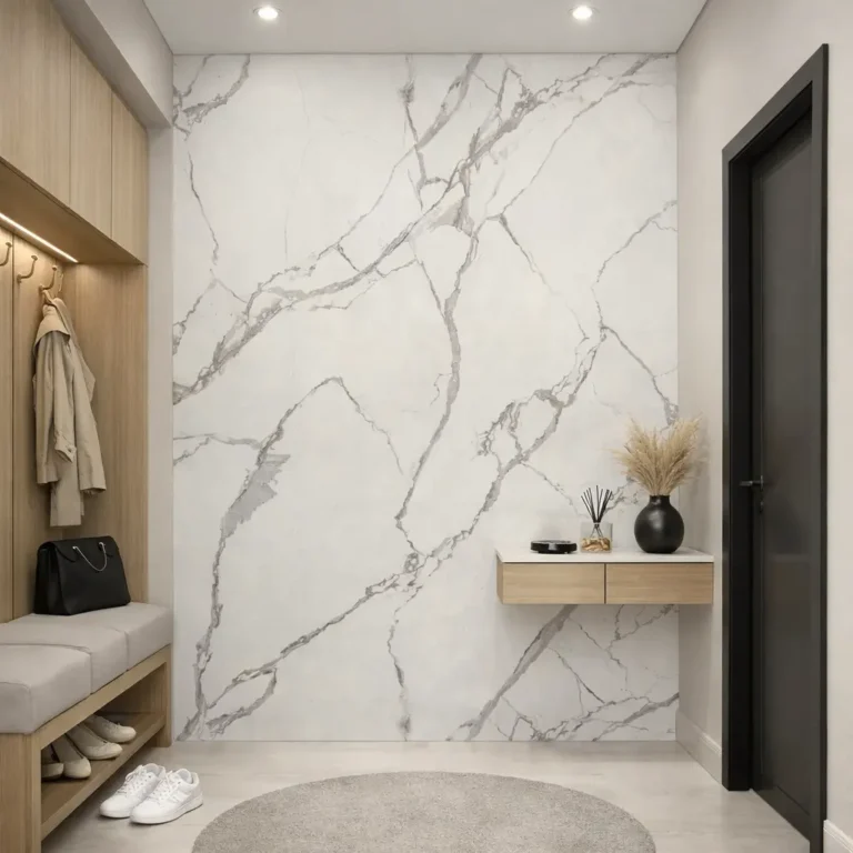 PVC falpanel - fehér szürke márvány előszobába egy tökéletes megoldás
