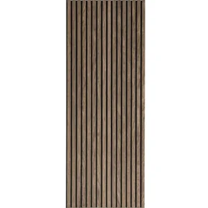 Dió színű lamellás akusztikus falpanel fekete filc hátlapon