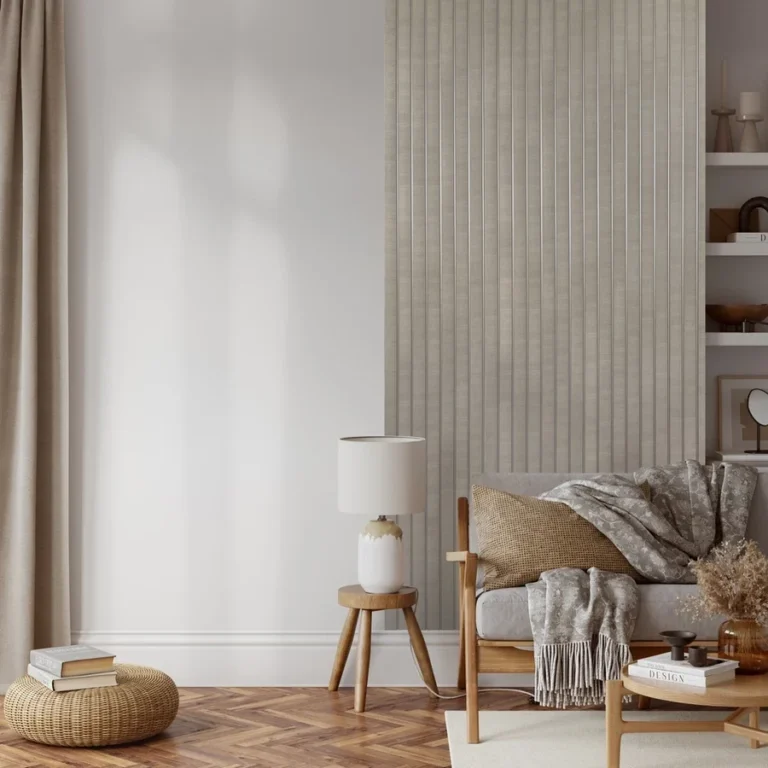Bézs árnyalatú Inspira Decora fali panel nappali dekorációként, modern enteriőrben Inspira Bútor