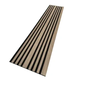 Dió színű falécek fekete akusztikus filc háttéren