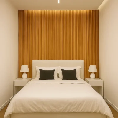 Inspira Rusztikus dió MDF falpanel hálószoba falán dekorációként