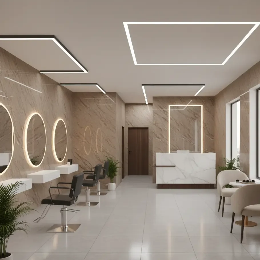 Barna márvány mintás nagyméretű PVC falpanel szépségszalon dekorációként Inspira Bútor