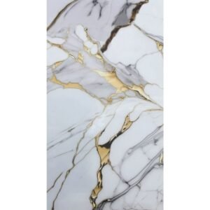 Intenzív arany mintás nagyméretű PVC falpanel fehér háttér előtt, 120x280 cm