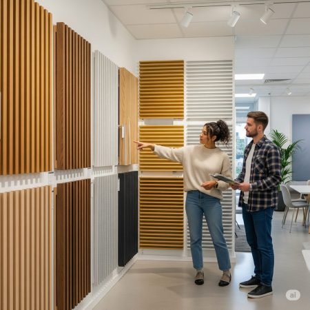 Egy pár akusztikus panelt választ egy bemutatóteremben Egy pár akusztikus panelt választ egy bemutatóteremben